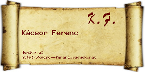 Kácsor Ferenc névjegykártya