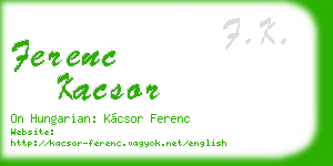 ferenc kacsor business card